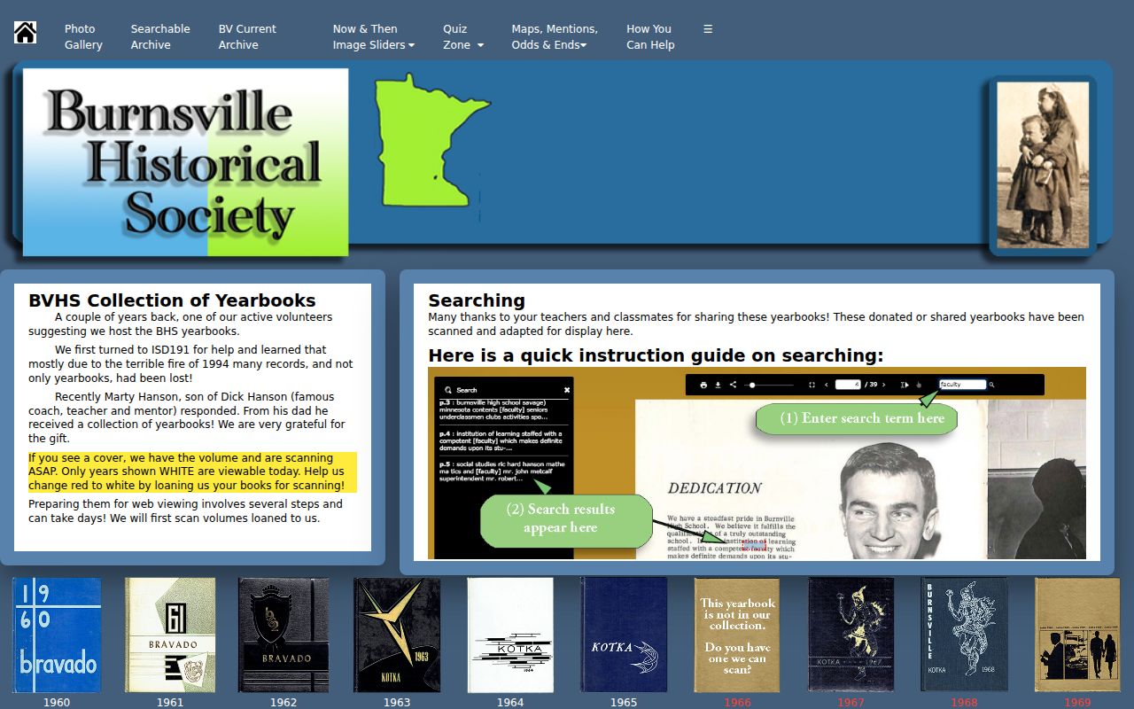 Burnsville city directory yearbook collection from the Burnsville Historical Society