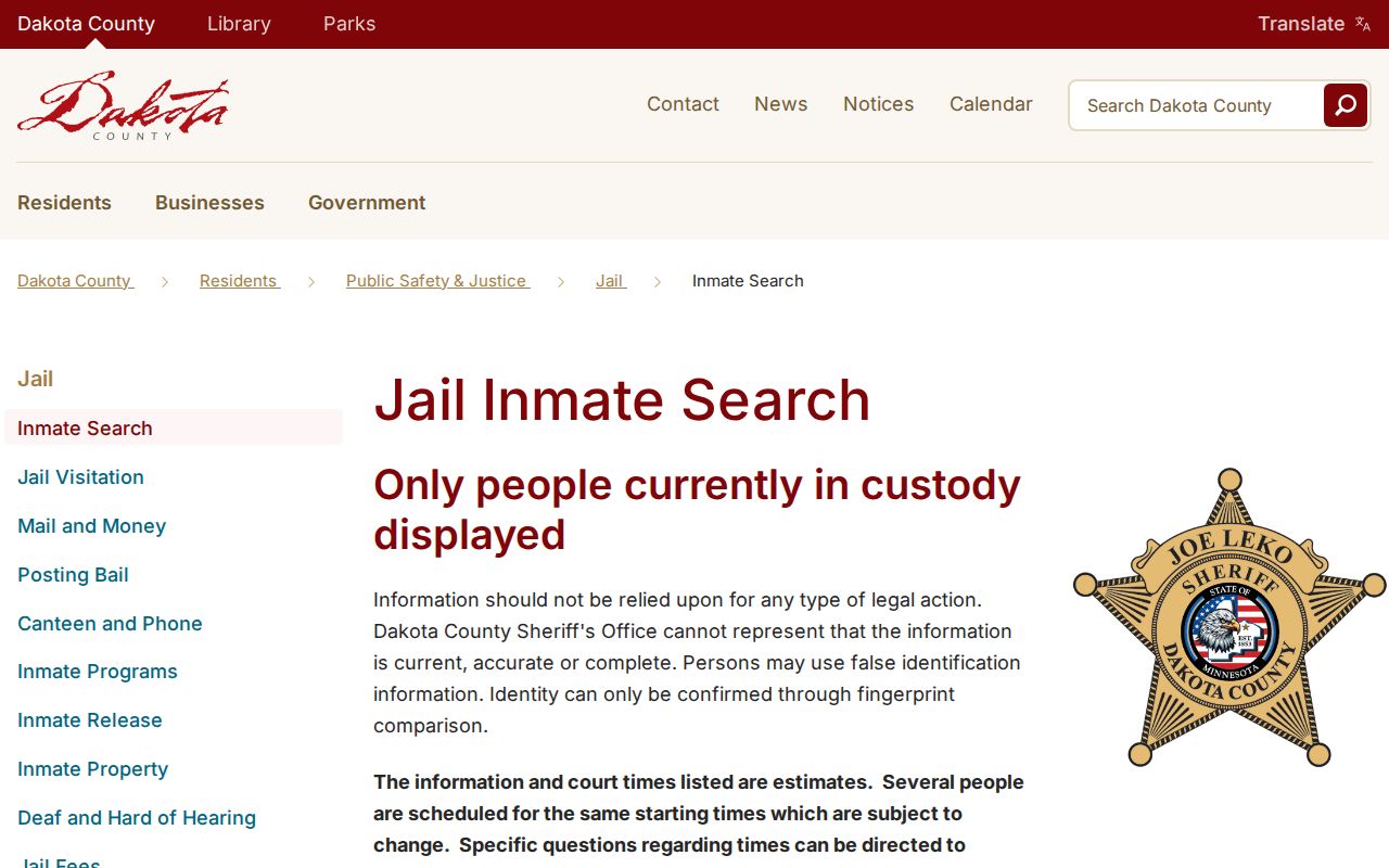 Burnsville residents directory reference to Dakota County current-custody search