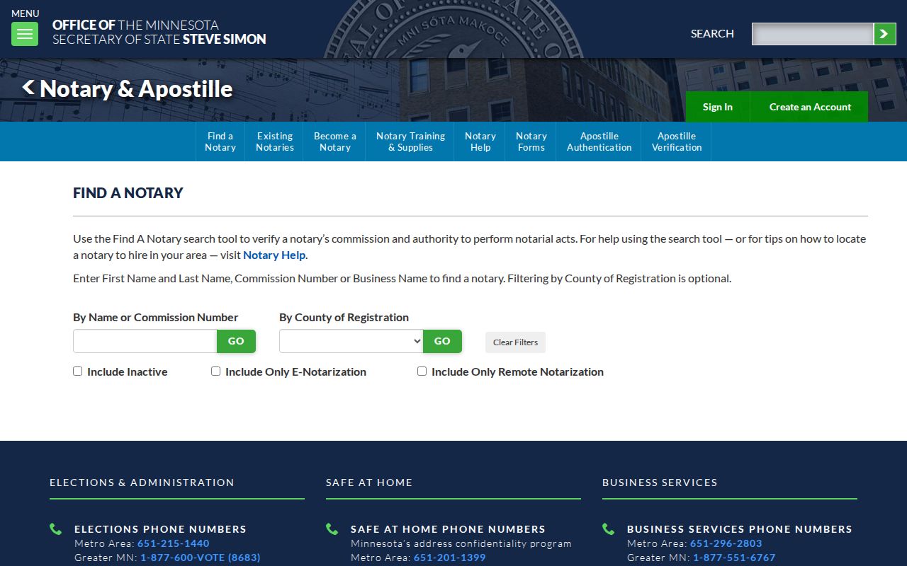Burnsville residents directory reference to Minnesota notary search filters