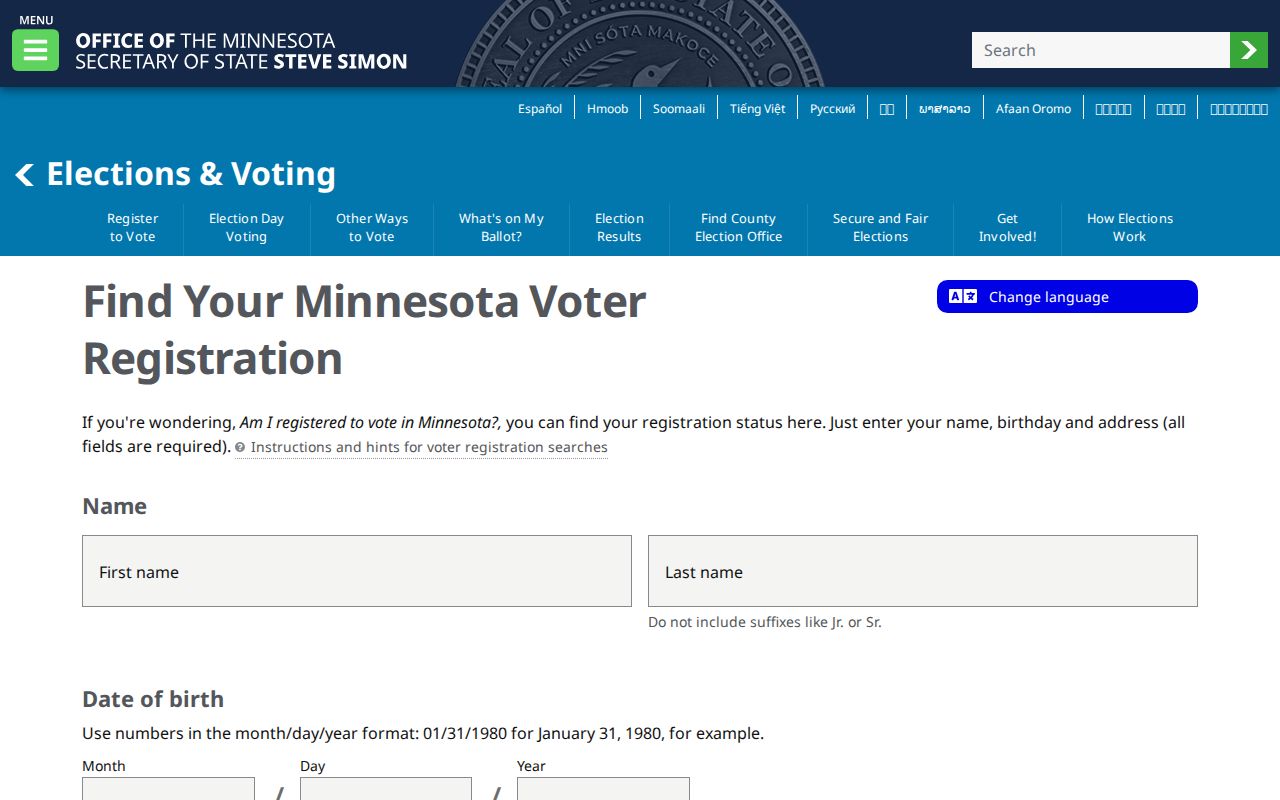 Burnsville residents directory reference to Minnesota voter registration lookup fields