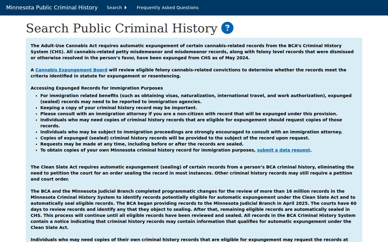 Burnsville resident lookup through the Minnesota BCA criminal history search