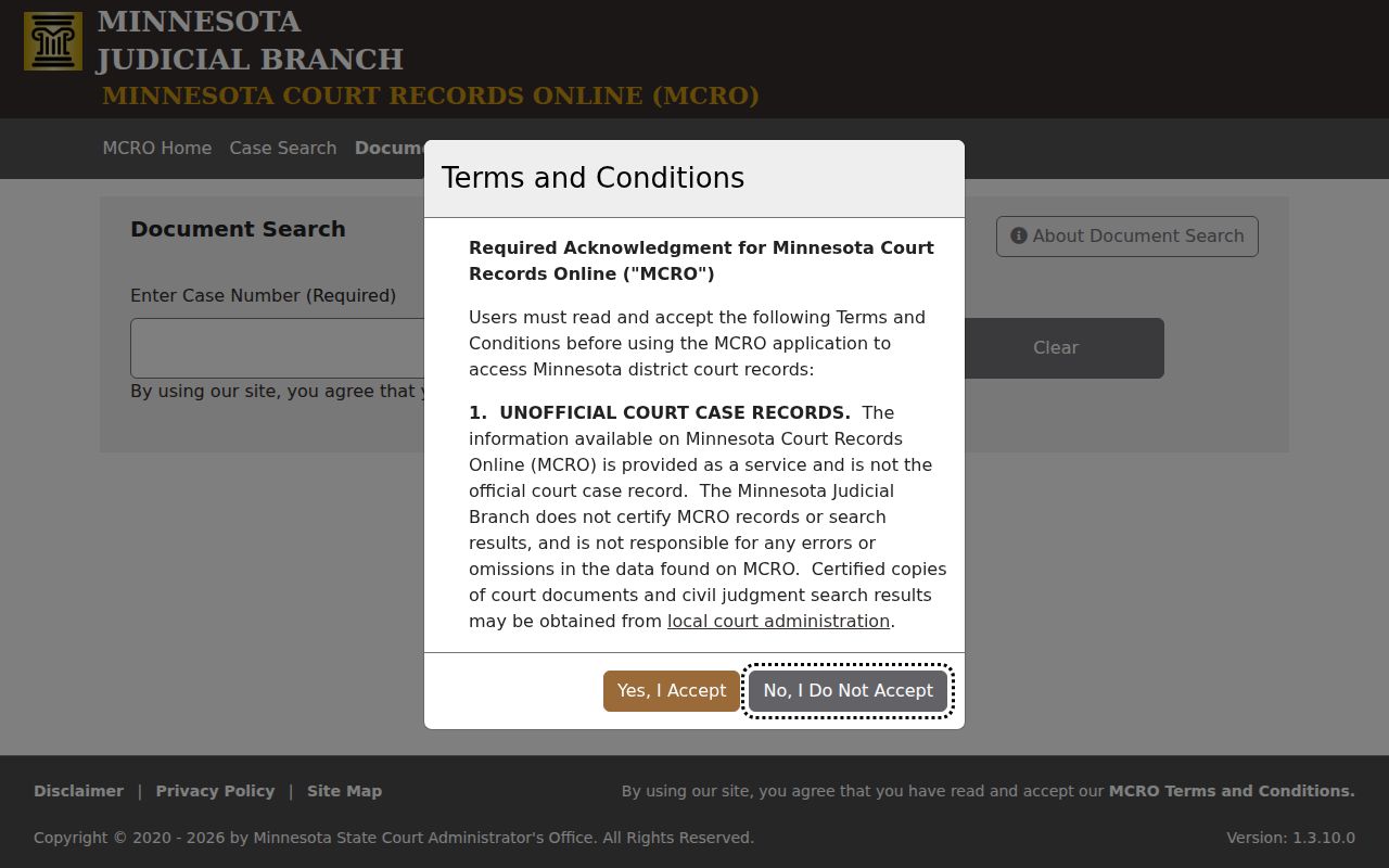 Burnsville resident lookup through the Minnesota Court Records Online document search