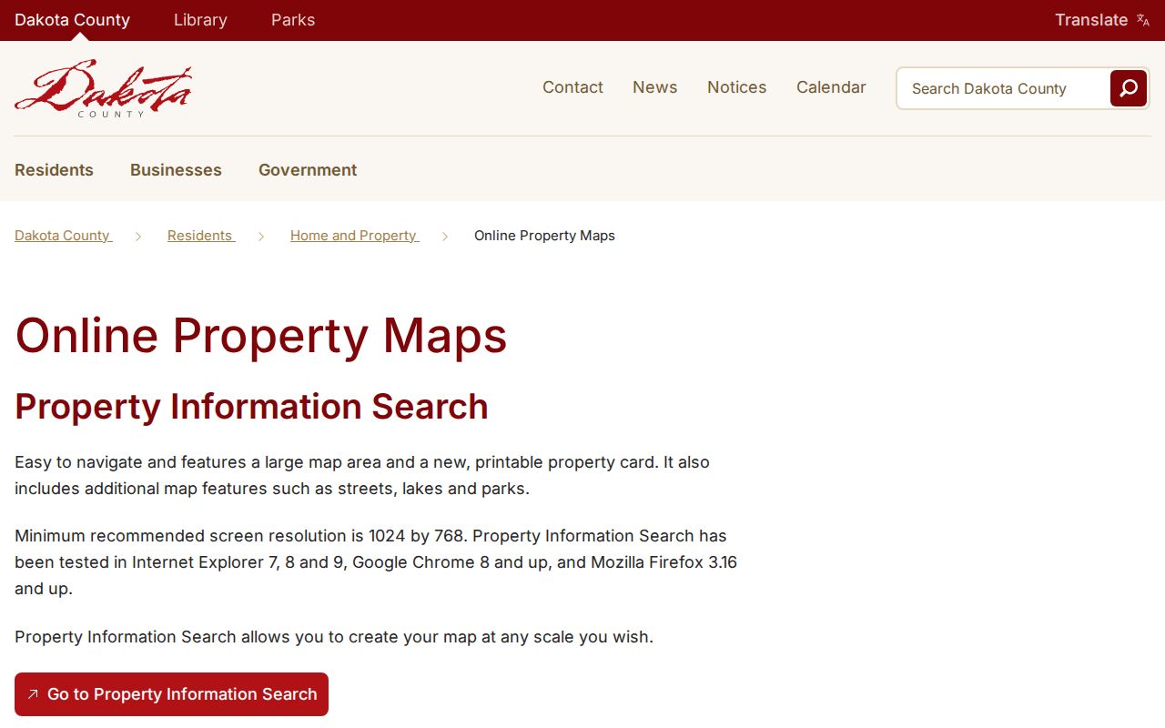 Burnsville street directory reference to Dakota County interactive property maps and GIS layers